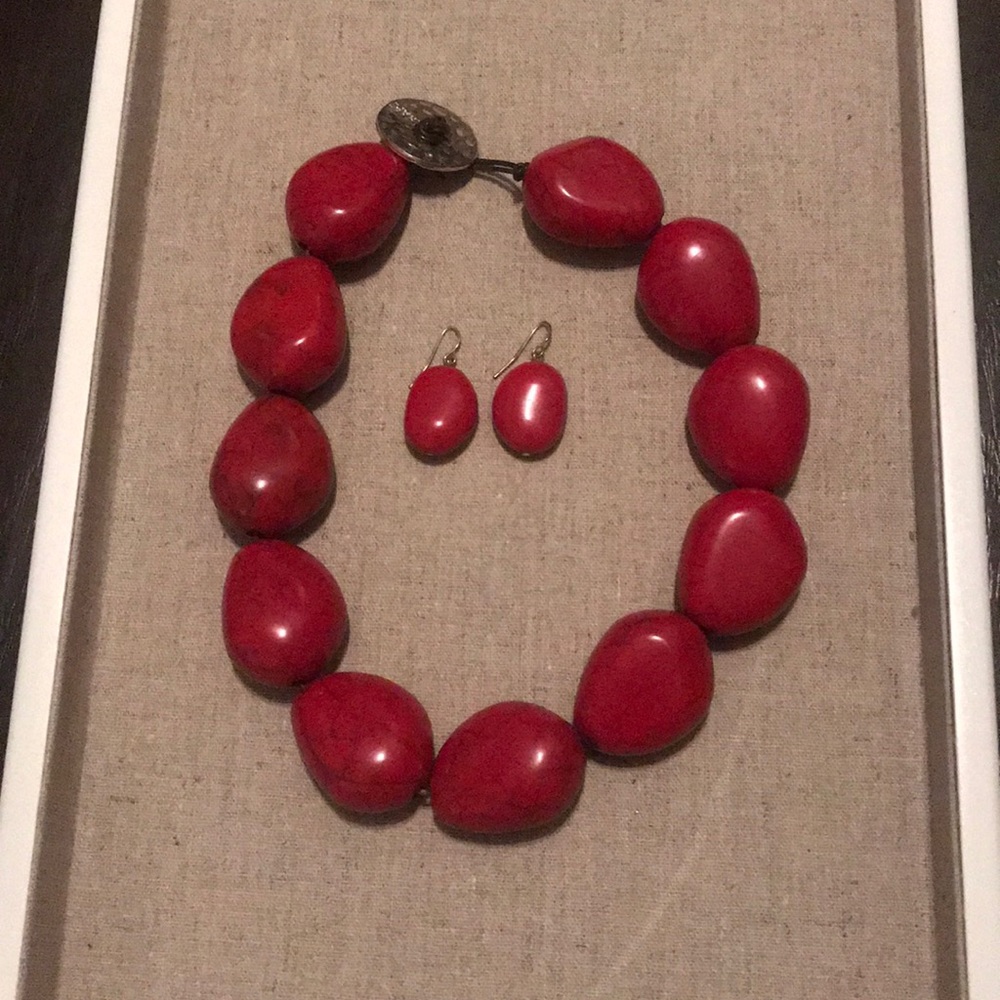 Red Necklace & Earring Set